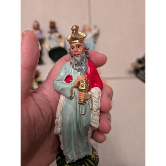 Vintage Italian Nativity Set Hand-Painted Chalkware Complete 10-Piece 50s-70s - Picture 8 of 15